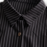 POPPY | ABITO CAMICIA NERO A RIGHE