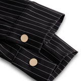 POPPY | ABITO CAMICIA NERO A RIGHE