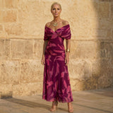 Celeste | Abito elegante con motivo a foglie