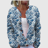 Karin™ | Cardigan con motivo foglia blu