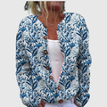 Carina | Cardigan con motivo foglia blu