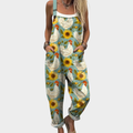 Salopette con girasoli e galline