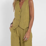 Aira - Ensemble Gilet con Bottoni & Pantaloni Larghi