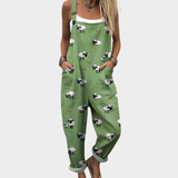 Salopette verde con motivo di pecora