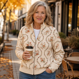 Heike | Giacca a maglia con zip e fiori
