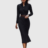POPPY | ABITO CAMICIA NERO A RIGHE