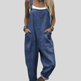 Salopette Jeans Blu con Pois Strutturati