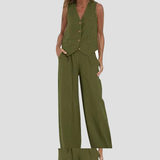 Aira - Ensemble Gilet con Bottoni & Pantaloni Larghi
