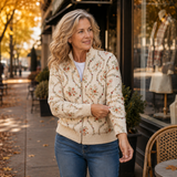 Heike | Giacca a maglia con zip e motivi floreali