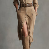 ALELIE | ABITO MIDI IN CAMOSCIO MARRONE