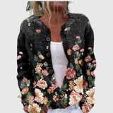 Christa™ | Cardigan con rose su nero