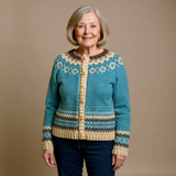 Henriette™ | Cardigan con motivo norvegese in Petrol