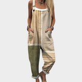 Salopette a righe Beige Oliva