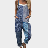 Salopette Boho Blu con Patchwork