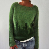 Adelheid™ | Pullover con Abeti in Verde Foresta