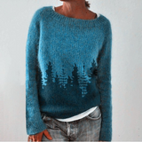 Edeltraud™ | Pullover con Abeti in Petrolio