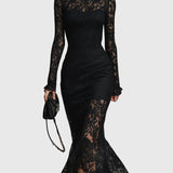 Monica | Elegante Maxidress con gonna a ruota in pizzo