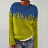 Bärbel™ | Maglione con Abeti in Lime