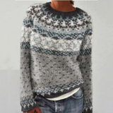 Dörte™ | Pullover Grigio con Motivo Norvegese