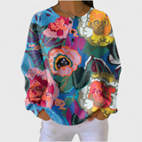 Ernestine™ | Pullover con fiori in Blu