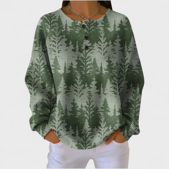 Arianna | Maglione con foresta di abeti in verde