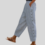 Linaya - Pantaloni a Righe con Bottone