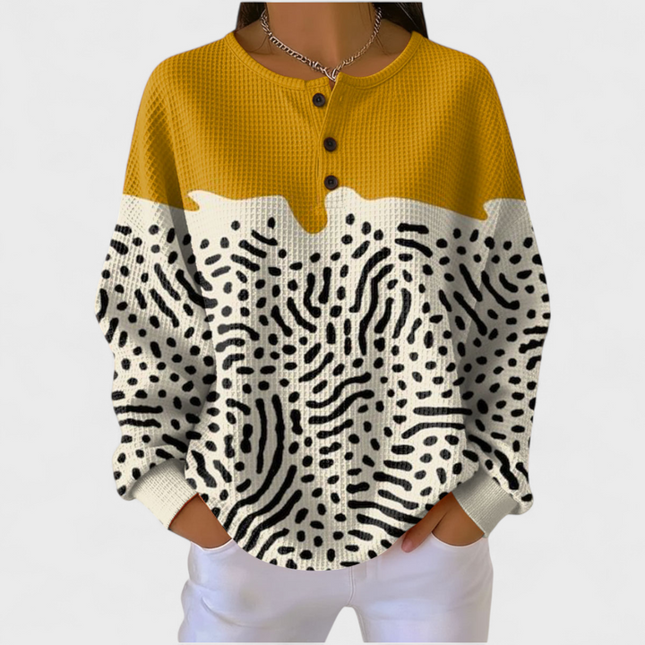 Diletta | Maglione con forme in ocra