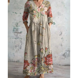ELEANOR | MAXI ABITO VINTAGE CON MOTIVO FLOREALE
