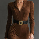 FELICITY | ABITO MIDI IN CAMOSCIO SINTETICO CON CINTURA