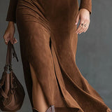 FELICITY | ABITO MIDI IN CAMOSCIO SINTETICO CON CINTURA