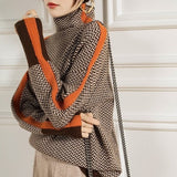 Eleanor | Maglione con Collo Alto Herringbone Luxe