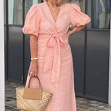 LYNORA | ELEGANTE ABITO MIDI CON SCOLLO A V