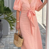 LYNORA | ELEGANTE ABITO MIDI CON SCOLLO A V