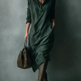ISNA | ABITO MIDI IN CAMOSCIO VERDE CON REVERS