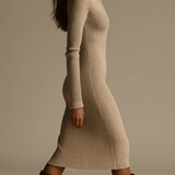 BEATRIX | ABITO MIDI IN MAGLIA A COSTE BEIGE