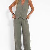 Aira - Ensemble Gilet con Bottoni & Pantaloni Larghi