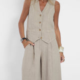 Aira - Ensemble Gilet con Bottoni & Pantaloni Larghi
