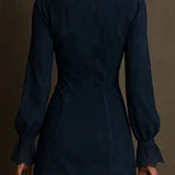 RACHEL | ABITO BLU IN CAMOSCIO CON ZIP FRONTALE