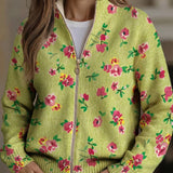 Birgit | Giacca a maglia con zip e fiori