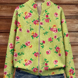 Birgit | Giacca a maglia con zip e fiori