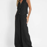 Aira - Ensemble Gilet con Bottoni & Pantaloni Larghi