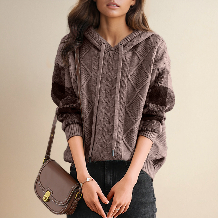 Emilia | Felpa con cappuccio in maglia a treccia