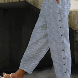 Linaya - Pantaloni a Righe con Bottone