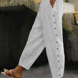 Linaya - Pantaloni a Righe con Bottone
