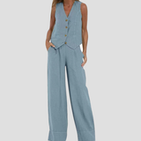 Aira - Ensemble Gilet con Bottoni & Pantaloni Larghi