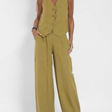 Aira - Ensemble Gilet con Bottoni & Pantaloni Larghi