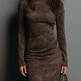 SERAPHINA | ABITO MIDI IN CAMOSCIO A COLLO ALTO