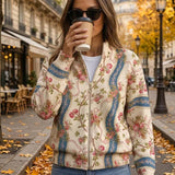 Roswitha | Cardigan con zip e rose
