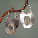 Orecchini Pendenti Vintage Argentati a Spirale