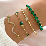 Almut | Set di bracciali con pietre verdi